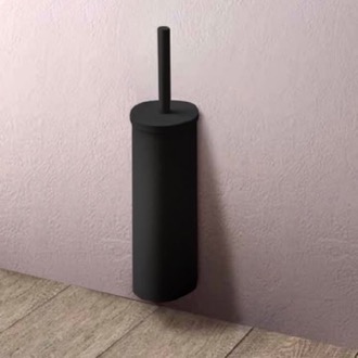 Toilet Brush Toilet Brush Holder, Wall Mounted, Round, Matte Black Gedy 5233-03-14